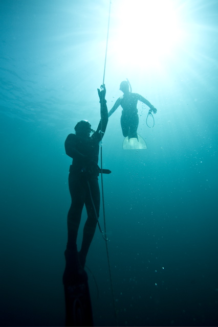 Adel diving with Sara-Lise